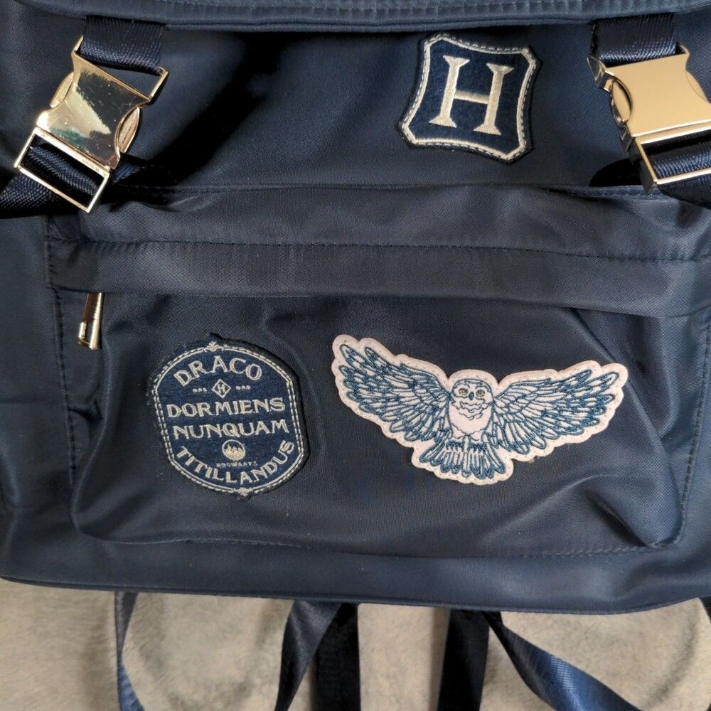 Harry Potter Hogwarts Rucksack Backpack 15 Inch Navy Blue Embroidered Decals - Picture 3 of 6